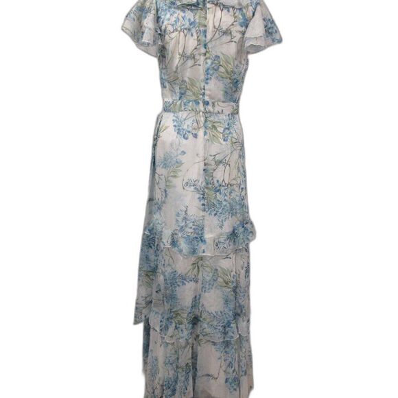ALEX MARIE Lillian Floral Print Maxi Gown Dress Womens 6 Cap Flutter Sleeve NWT - Picture 10 of 15